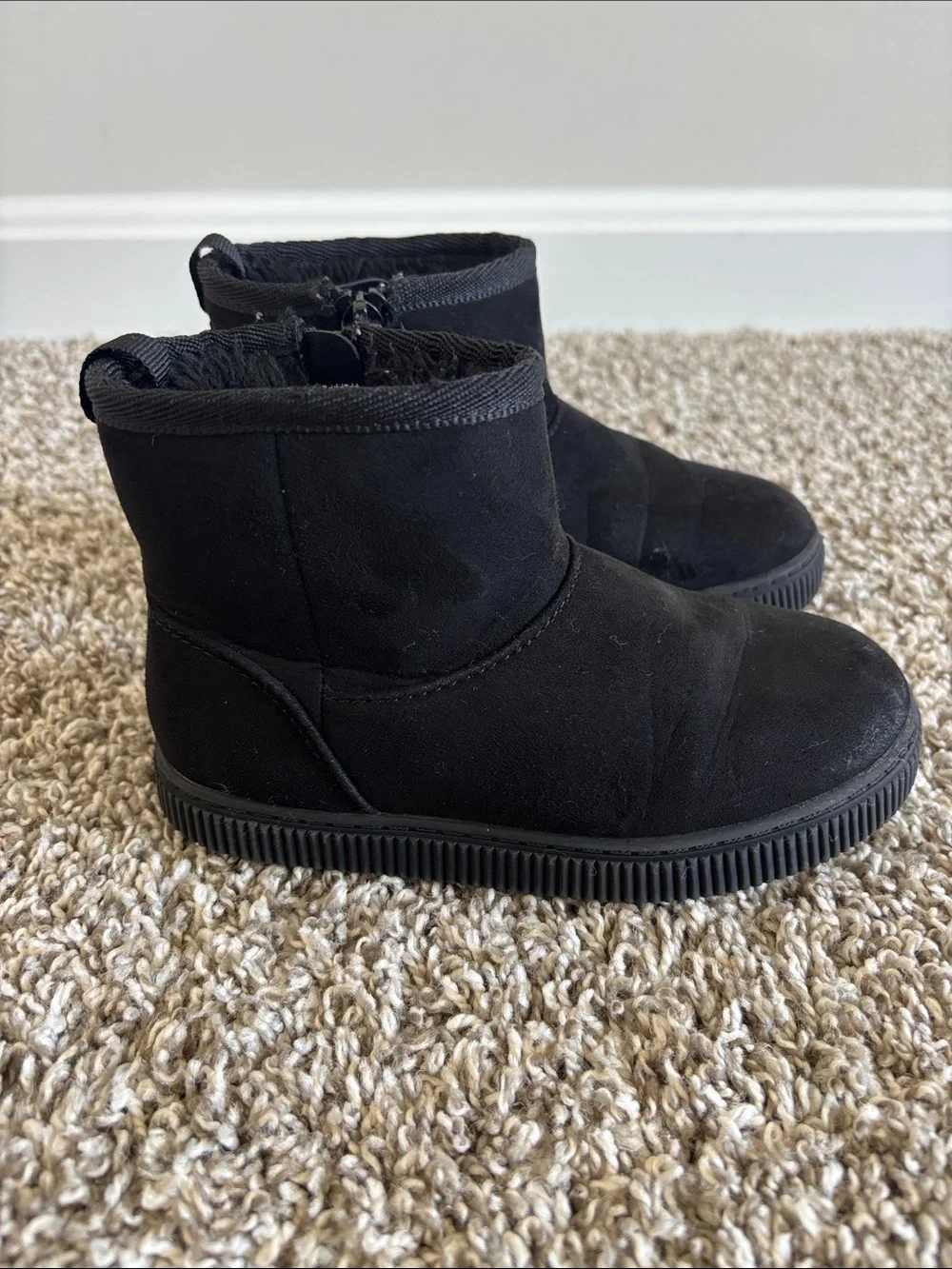 Cat & Jack Black Kids Zip Ankle Boots